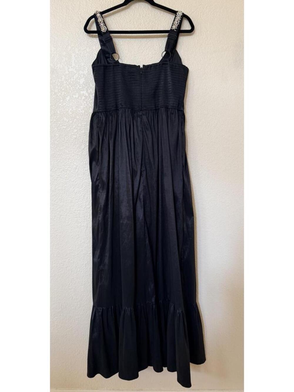 New Hutch Ericha Crystal Embellished Satin Gown In Black Sz 14 $350 - Picture 11 of 16